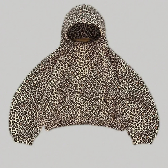Multicolor Casual Women's Leopard Print Thermal Lined Streetwear Hoodie - Picture 3 of 3